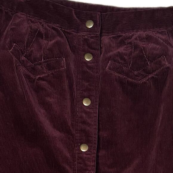 Holding Horses Velvet Button-Down Skirt - Burgundy - Picture 3 of 6